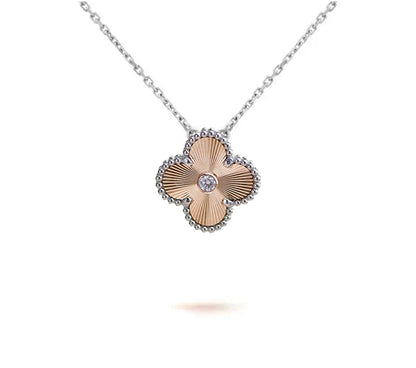 [Loran]15MM CLOVER FLOWER PENDANT NECKLACE WHITE GOLD COLLECTION