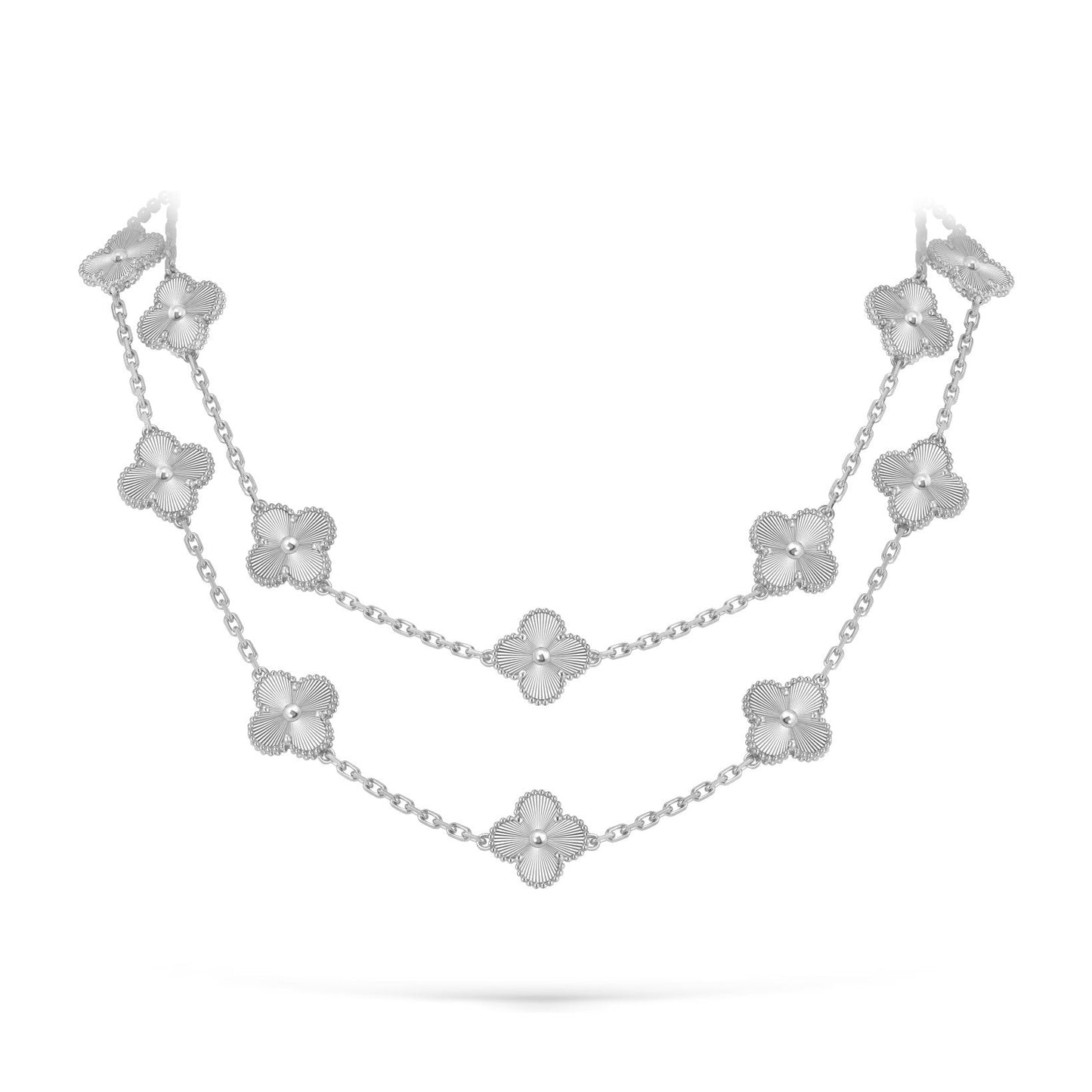 [Loran]CLASSIC 20-MOTIF LUCKY CLOVER LONG NECKLACE WHITE GOLD COLLECTION