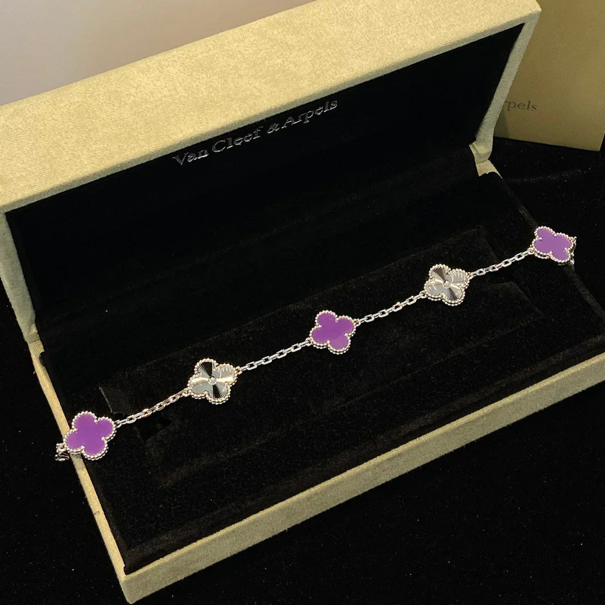 [Loran]LUCKY CLOVER 5-MOTIF BRACELET - VIOLET COLLECTION