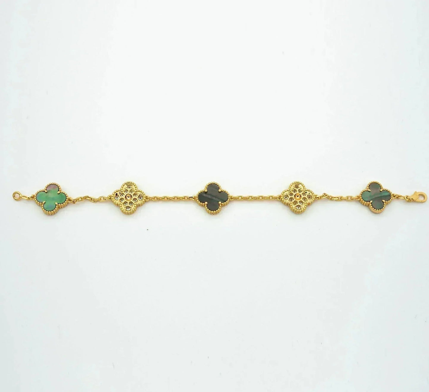 [Loran]LUCKY CLOVER 5-MOTIF BRACELET - GREY MOTHER-OF-PEARL COLLECTION