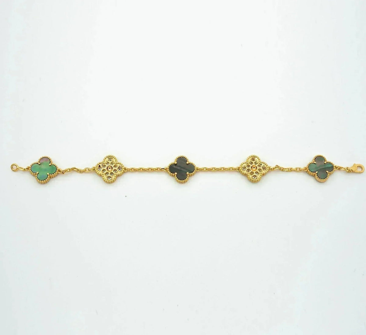 [Loran]LUCKY CLOVER 5-MOTIF BRACELET - GREY MOTHER-OF-PEARL COLLECTION