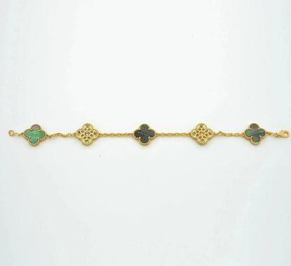 [Loran]LUCKY CLOVER 5-MOTIF BRACELET - GREY MOTHER-OF-PEARL COLLECTION