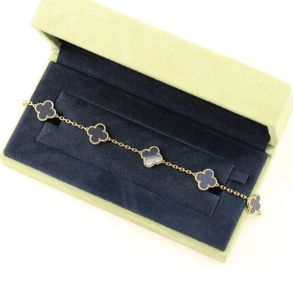 [Loran]LUCKY CLOVER 5-MOTIF BRACELET - BLACK OXNY COLLECTION