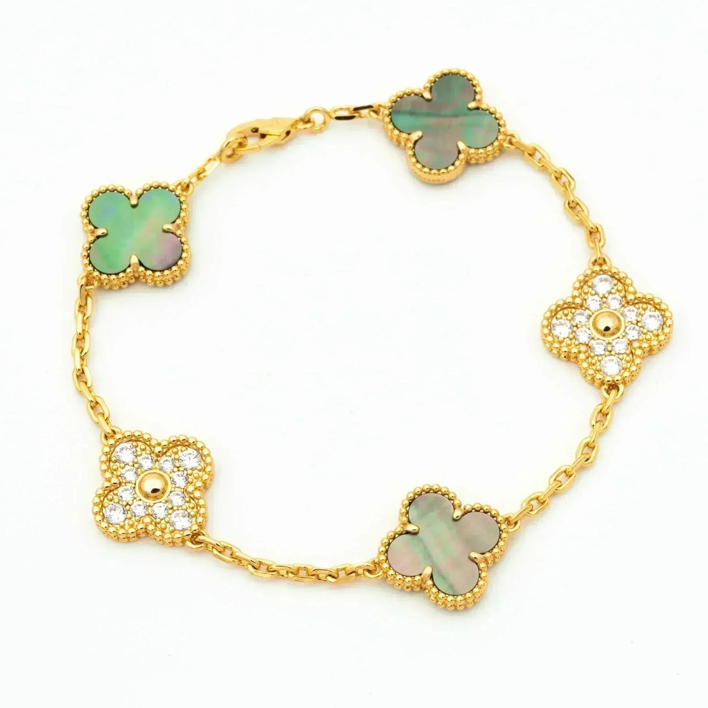 [Loran]LUCKY CLOVER 5-MOTIF BRACELET - GREY MOTHER-OF-PEARL COLLECTION