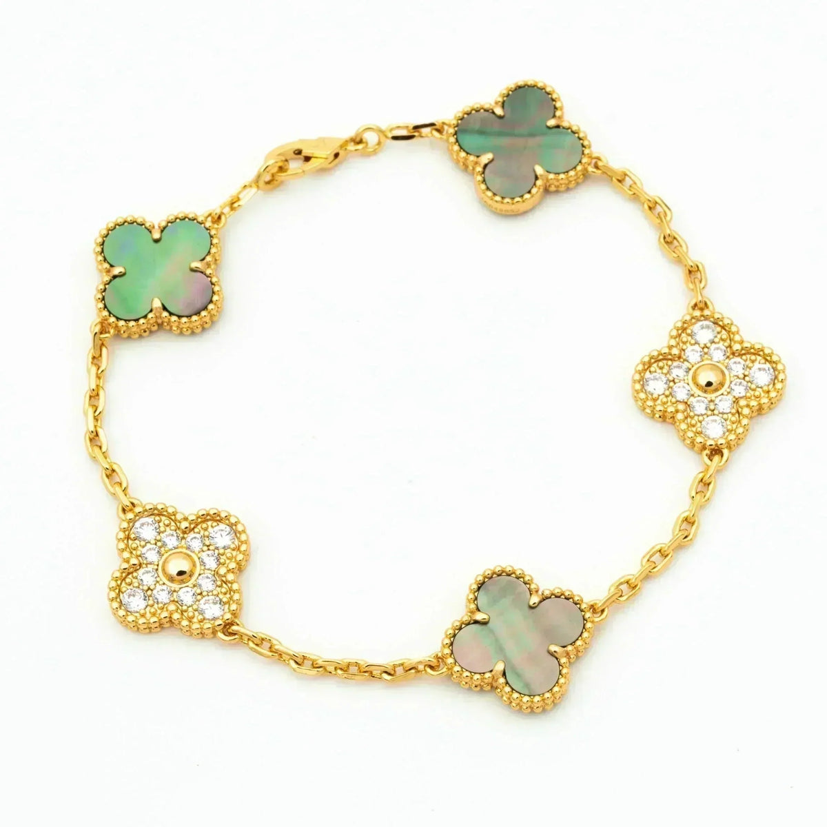 [Loran]LUCKY CLOVER 5-MOTIF BRACELET - GREY MOTHER-OF-PEARL COLLECTION