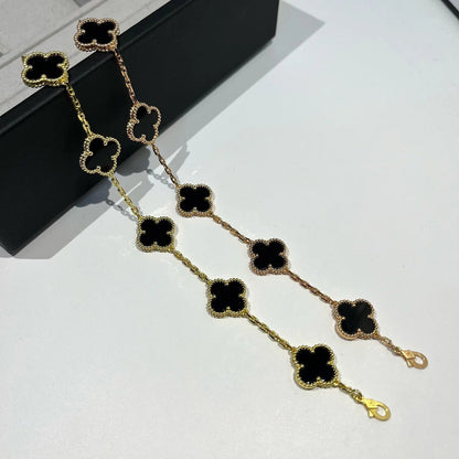 [Loran]LUCKY CLOVER 5-MOTIF BRACELET - BLACK OXNY COLLECTION