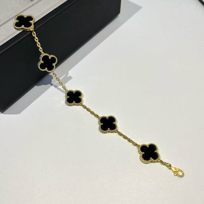 [Loran]LUCKY CLOVER 5-MOTIF BRACELET - BLACK OXNY COLLECTION