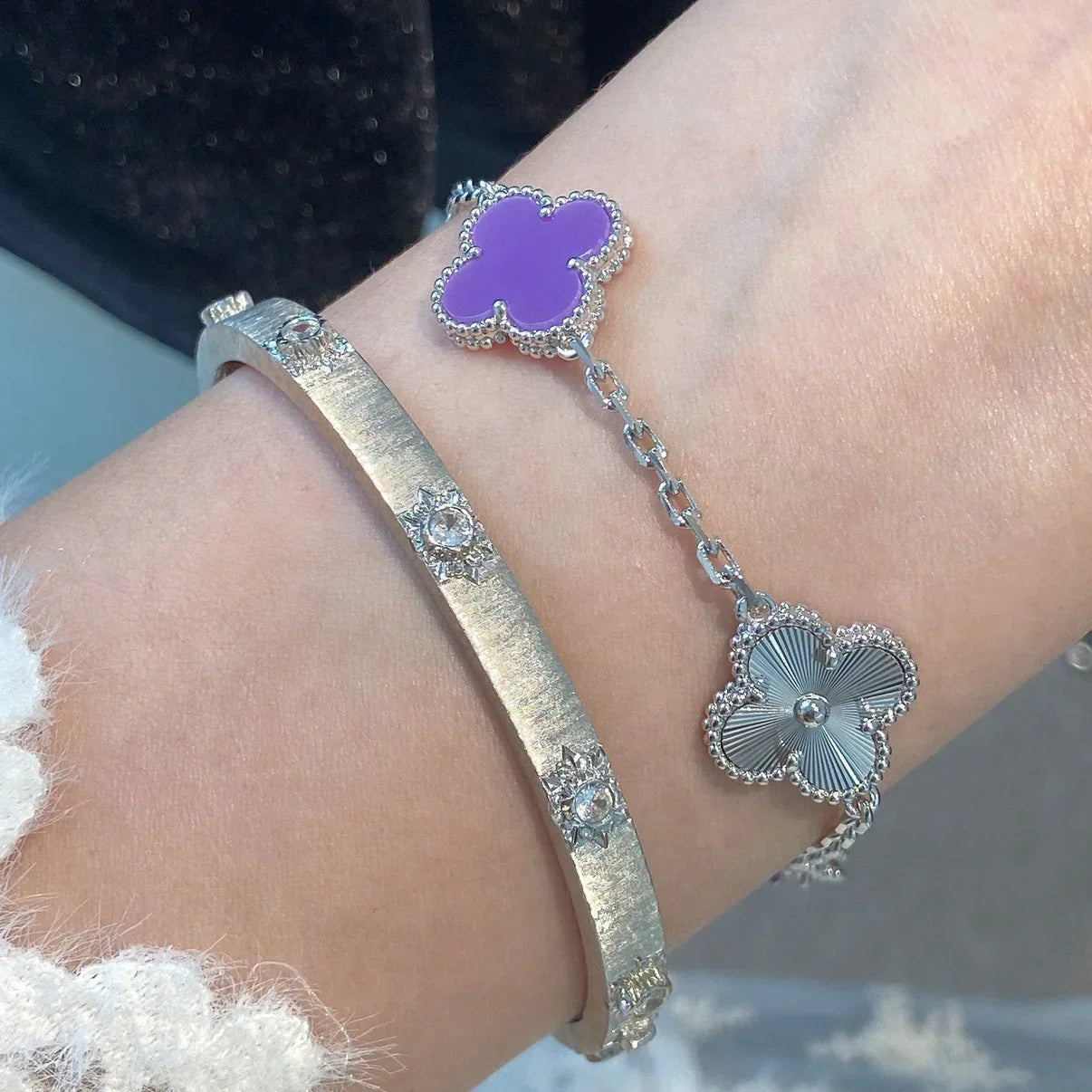 [Loran]LUCKY CLOVER 5-MOTIF BRACELET - VIOLET COLLECTION
