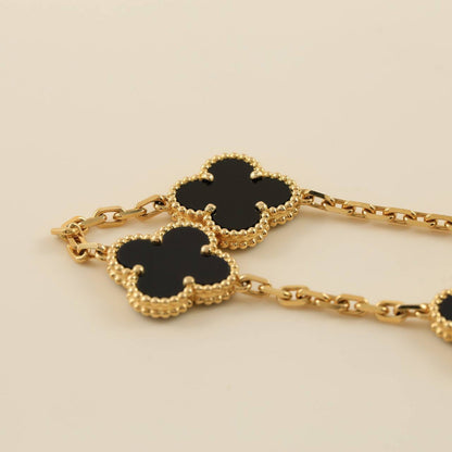 [Loran]LUCKY CLOVER 5-MOTIF BRACELET - BLACK OXNY COLLECTION