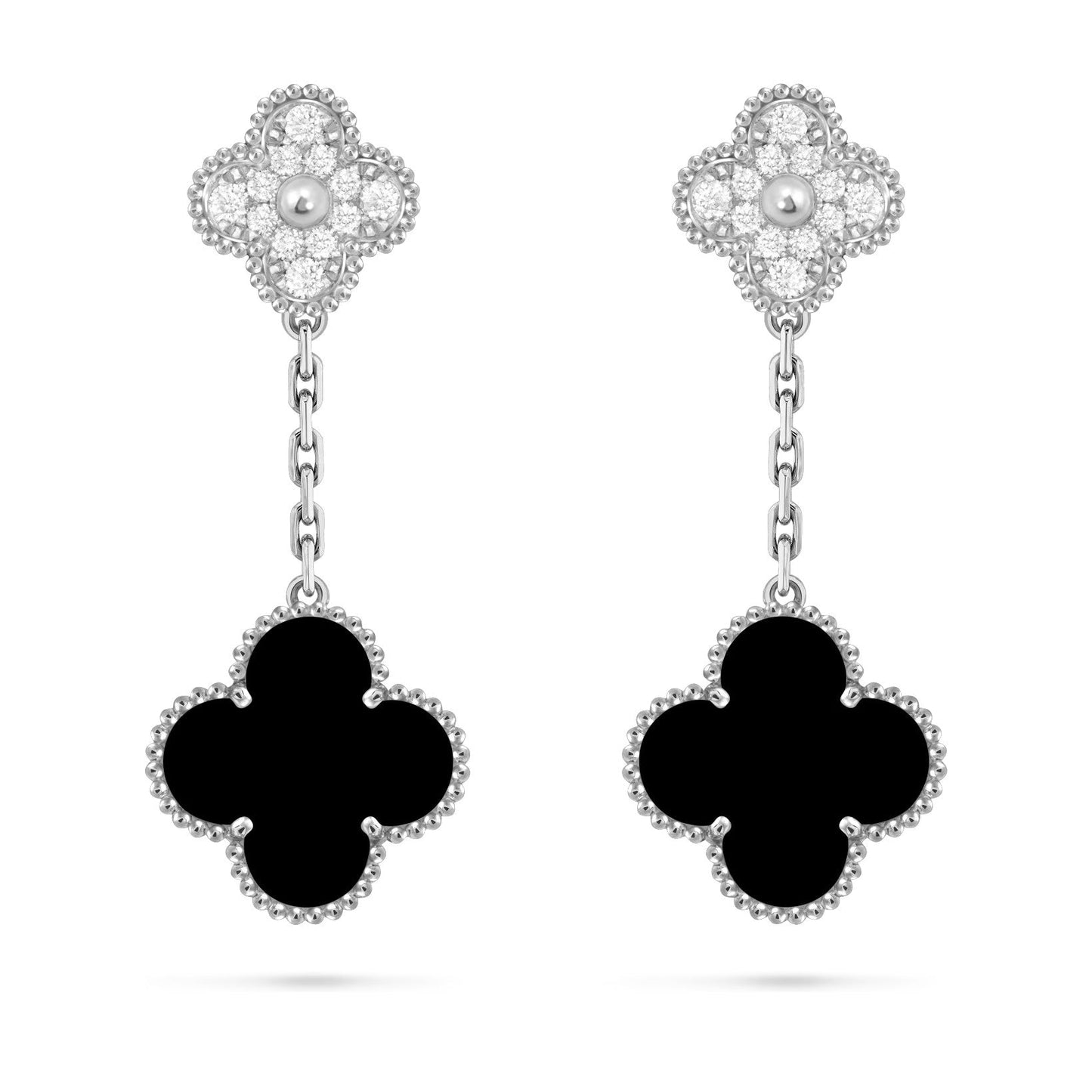 [Loran]CLOVER DUAL-MOTIF STATEMENT STUD EARRINGS - DOUBLE-CHARM COLLECTION