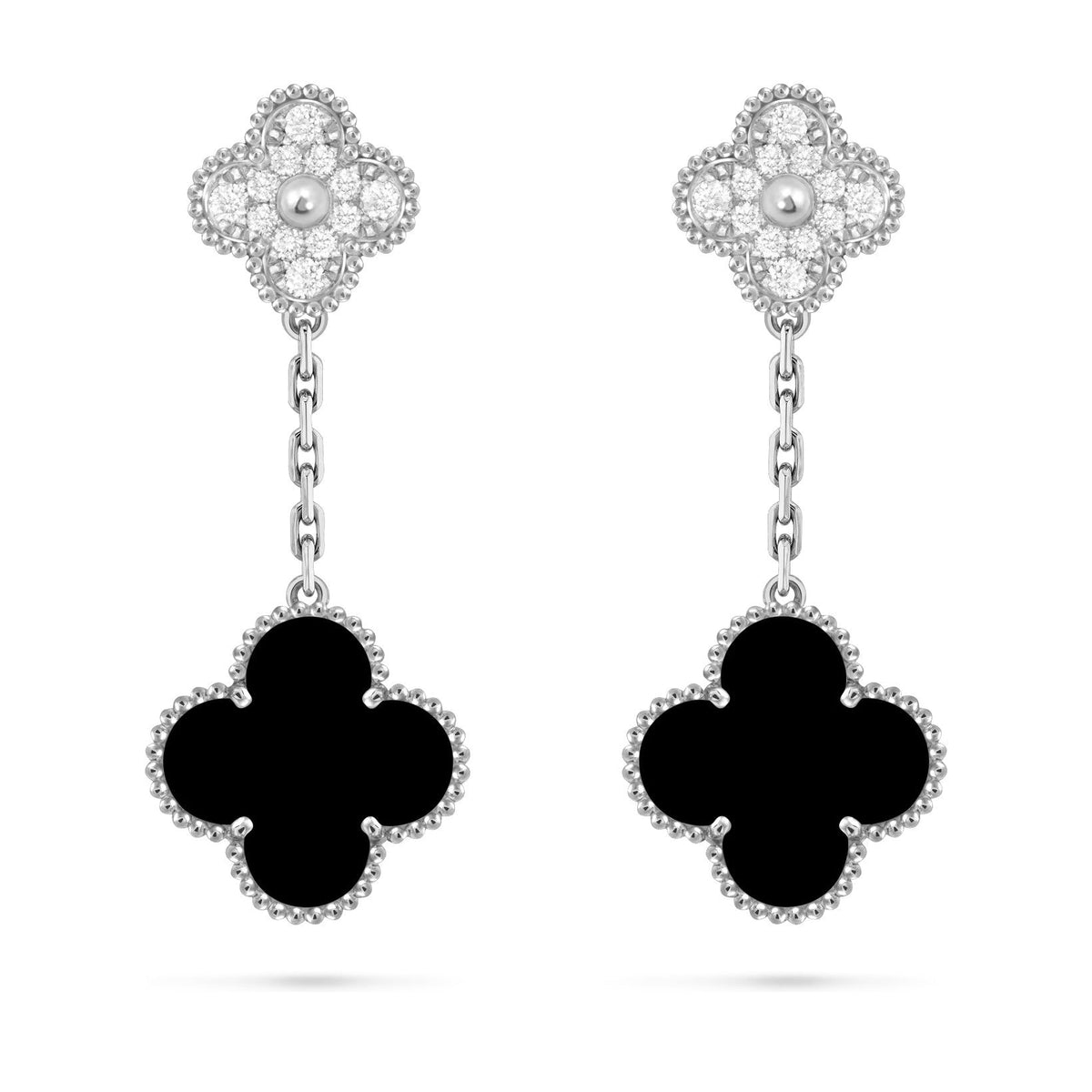 [Loran]CLOVER DUAL-MOTIF STATEMENT STUD EARRINGS - DOUBLE-CHARM COLLECTION