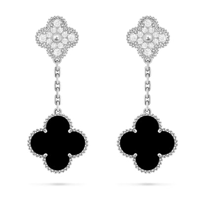 [Loran]CLOVER DUAL-MOTIF STATEMENT STUD EARRINGS - DOUBLE-CHARM COLLECTION