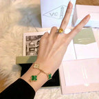 [Loran]LUCKY CLOVER 5-MOTIF BRACELET - MALACHITE COLLECTION