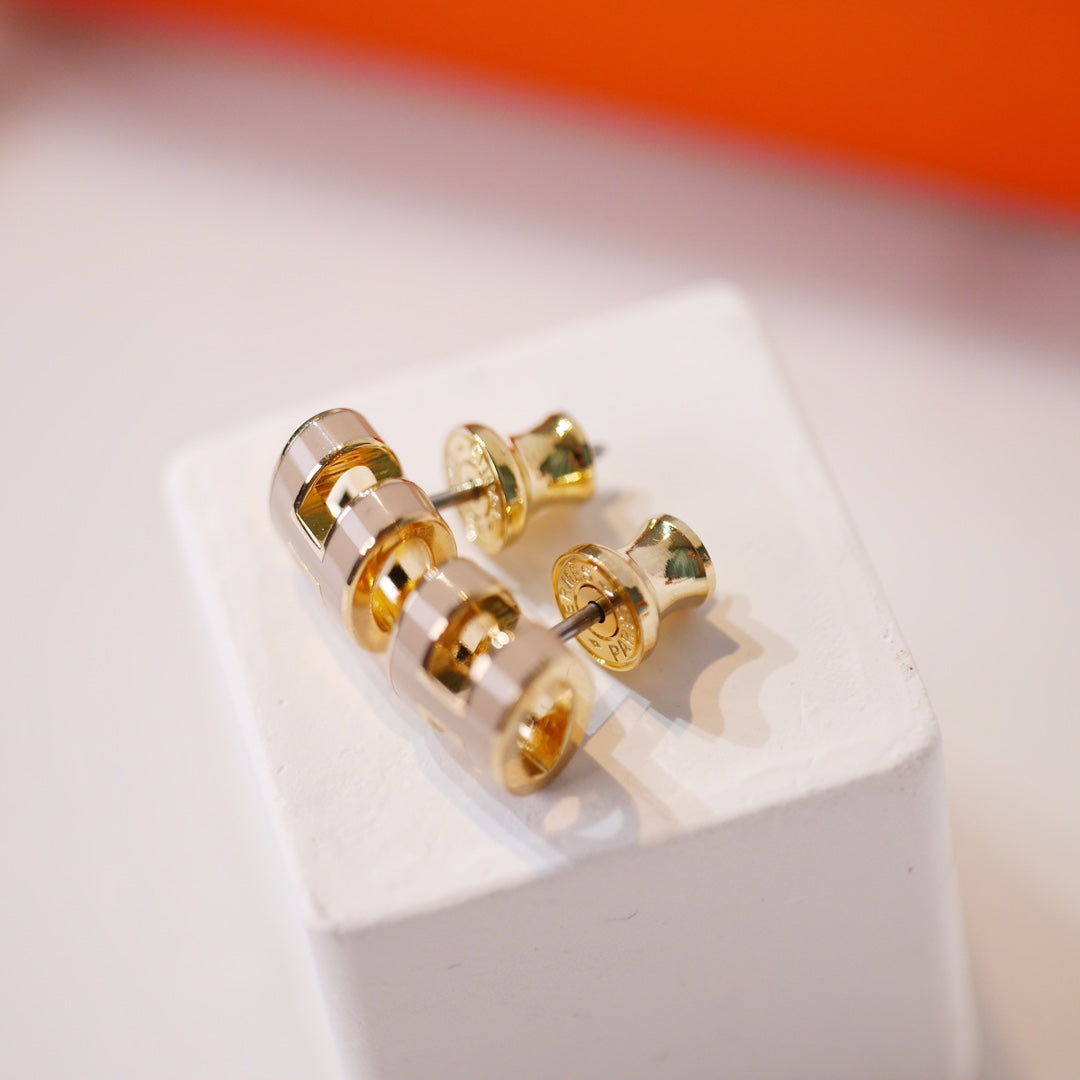 [Loran]MINI POP H GOLD EARRINGS GREY