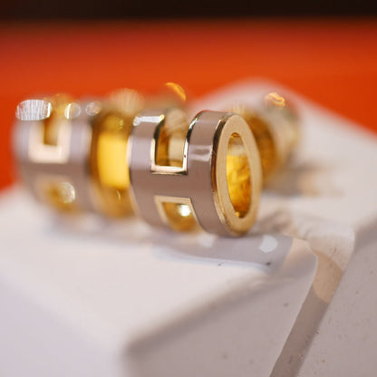 [Loran]MINI POP H GOLD EARRINGS GREY