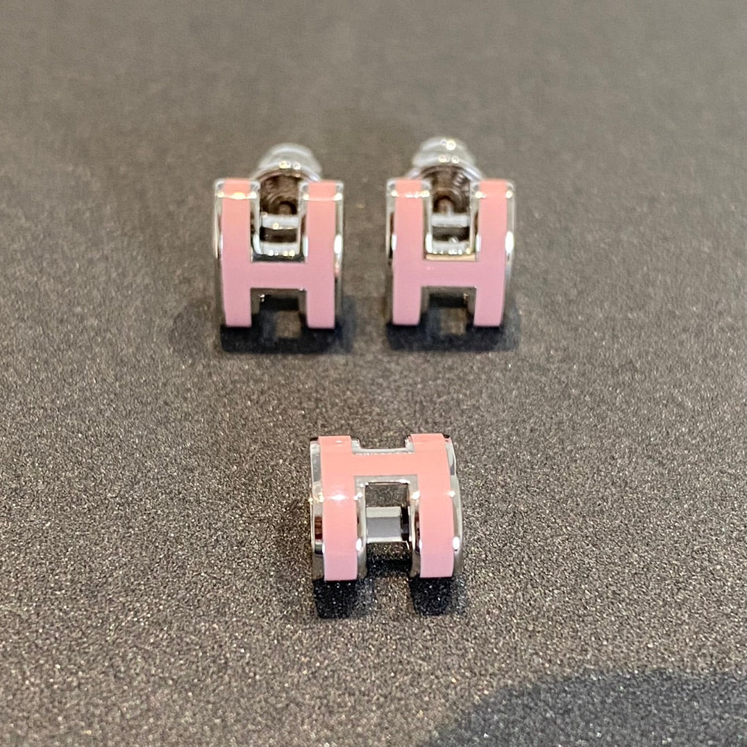 [Loran]MINI POP H SILVER EARRINGS PINK