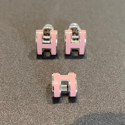 [Loran]MINI POP H SILVER EARRINGS PINK