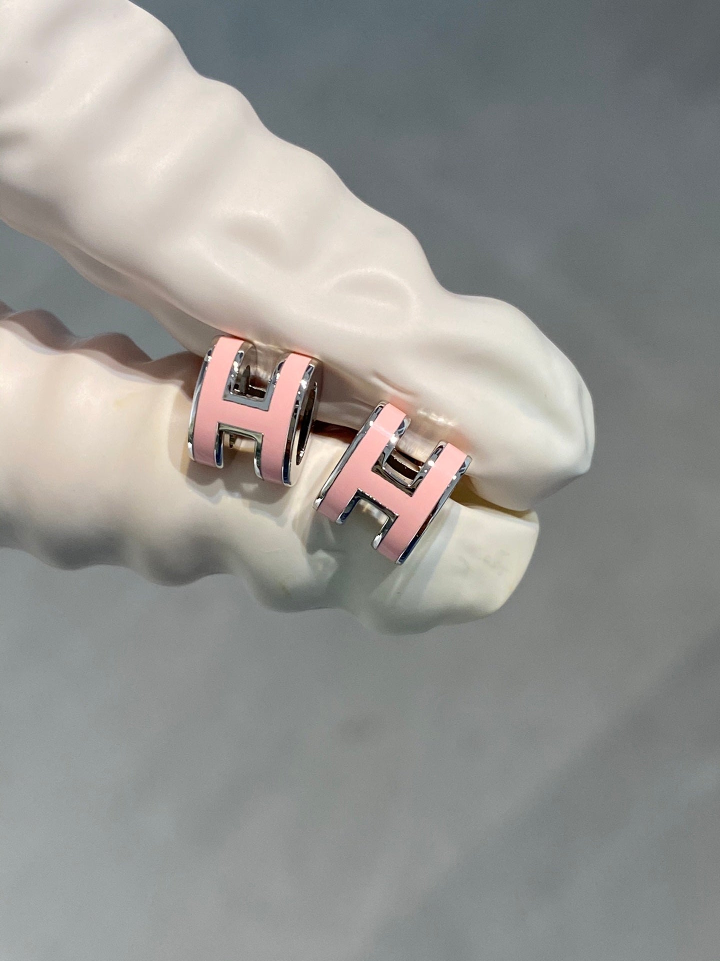 [Loran]MINI POP H SILVER EARRINGS PINK