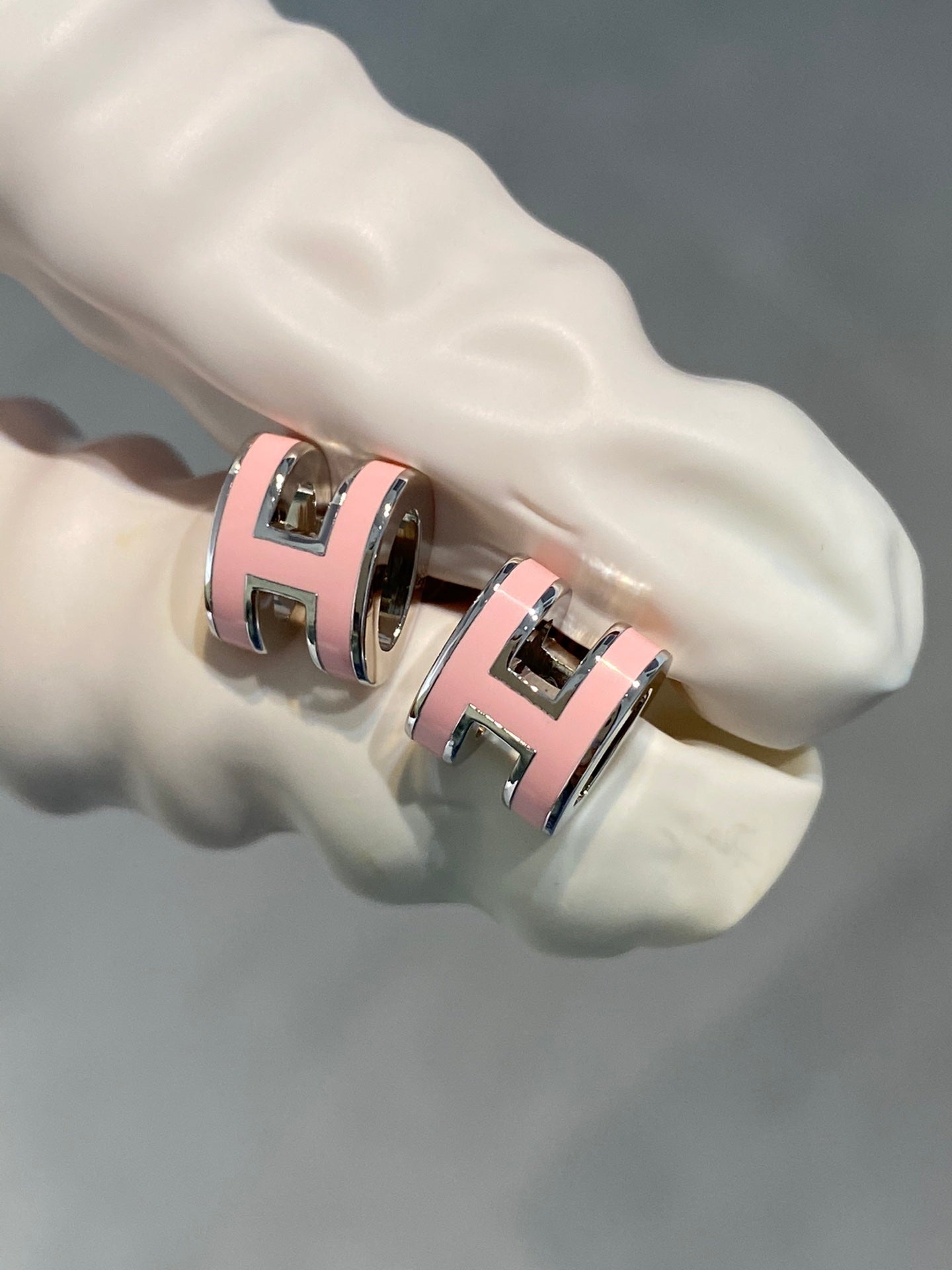 [Loran]MINI POP H SILVER EARRINGS PINK