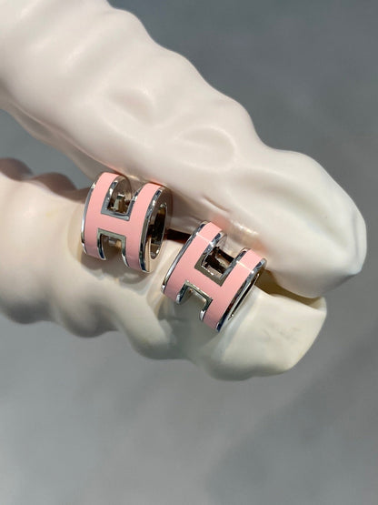 [Loran]MINI POP H SILVER EARRINGS PINK