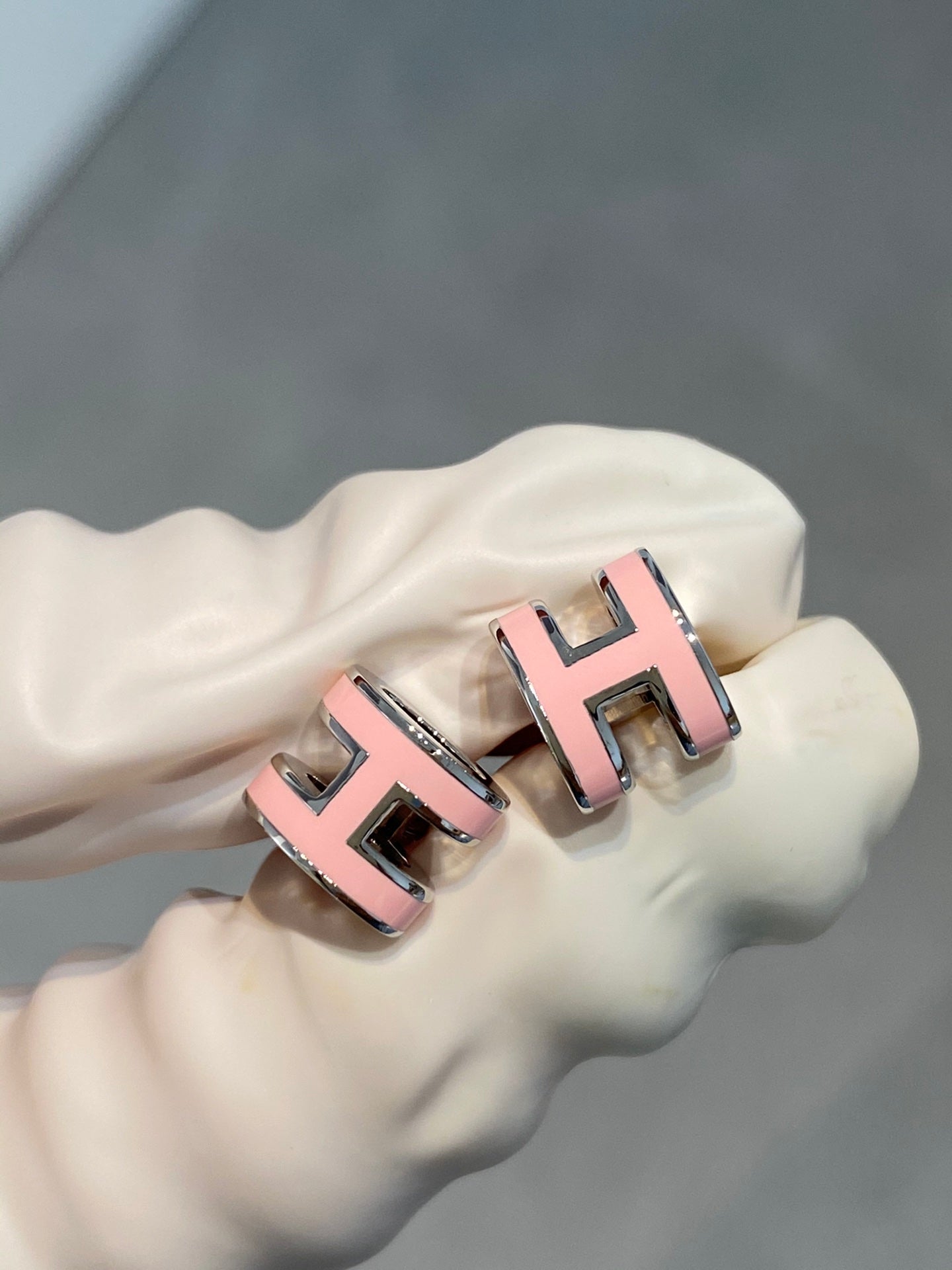 [Loran]MINI POP H SILVER EARRINGS PINK