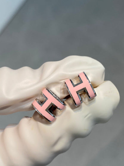 [Loran]MINI POP H SILVER EARRINGS PINK