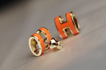 [Loran]MINI POP H EARRINGS ORANGE