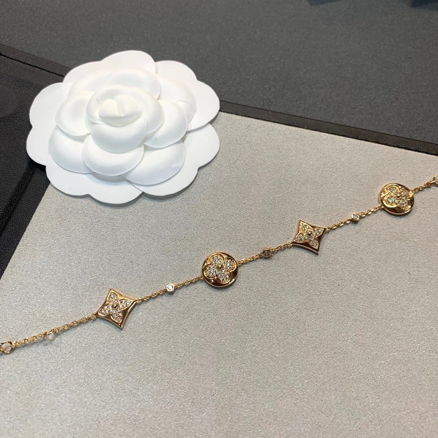[Loran]STAR AND SUN 4 MOTIFS GOLD DIAMONDS BRACELET