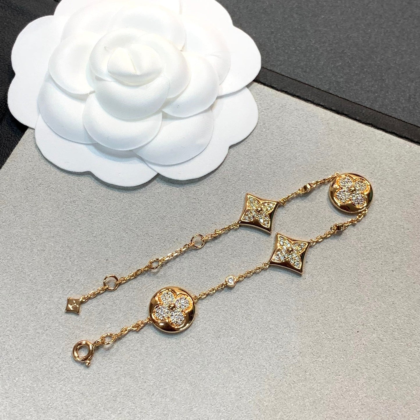 [Loran]STAR AND SUN 4 MOTIFS GOLD DIAMONDS BRACELET