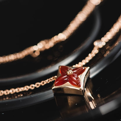[Loran]STAR NECKLACE ROSE GOLD 1 DIAMOND