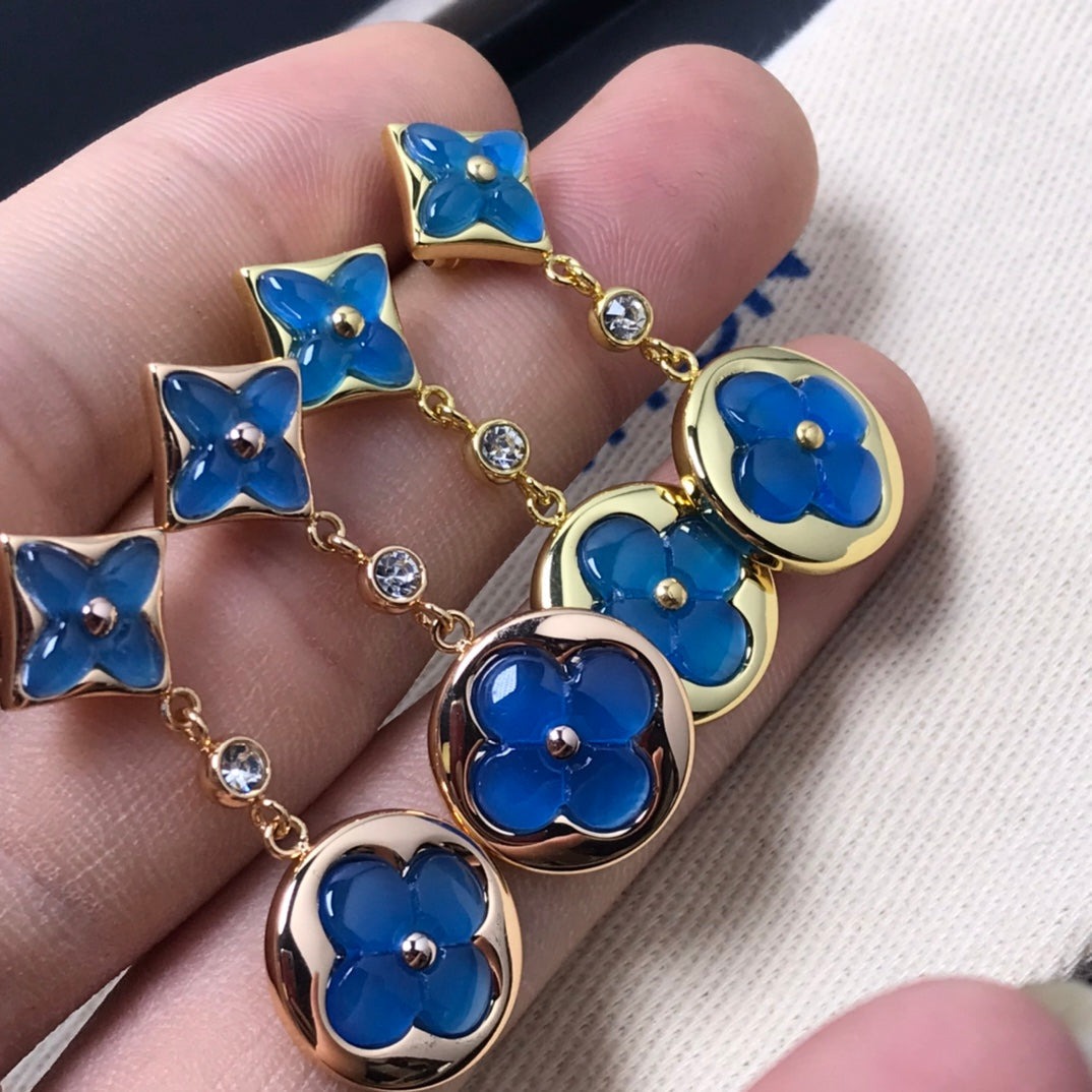 [Loran]STAR AND SUN AGATE DIAMOND EARRINGS