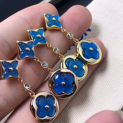 [Loran]STAR AND SUN AGATE DIAMOND EARRINGS