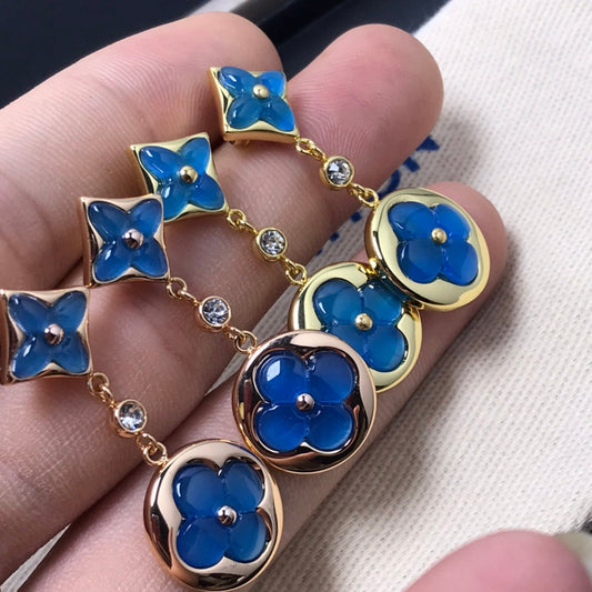 [Loran]STAR AND SUN AGATE DIAMOND EARRINGS