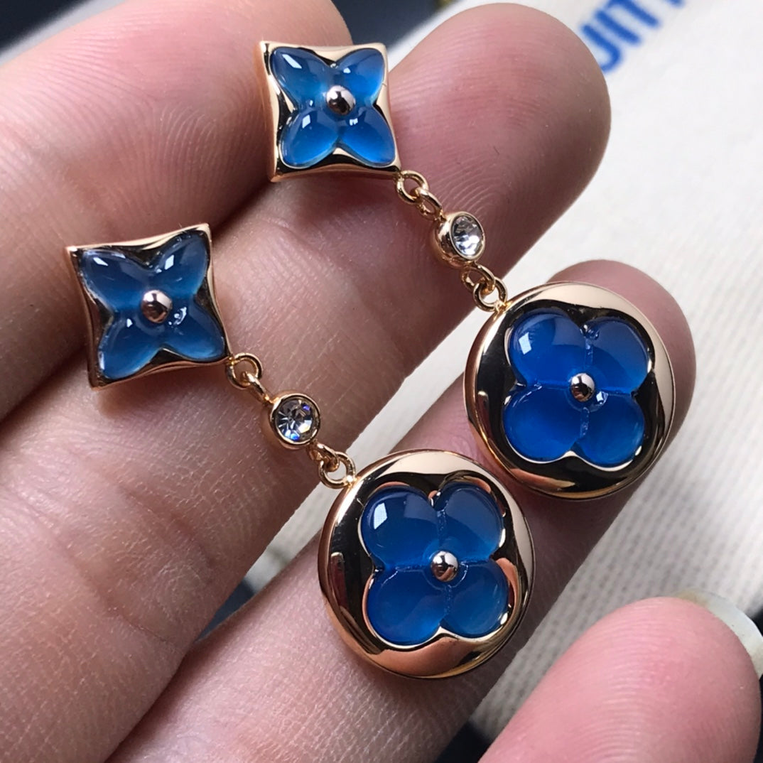 [Loran]STAR AND SUN AGATE DIAMOND EARRINGS