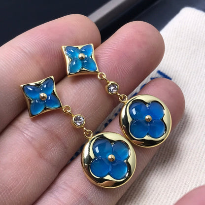 [Loran]STAR AND SUN AGATE DIAMOND EARRINGS