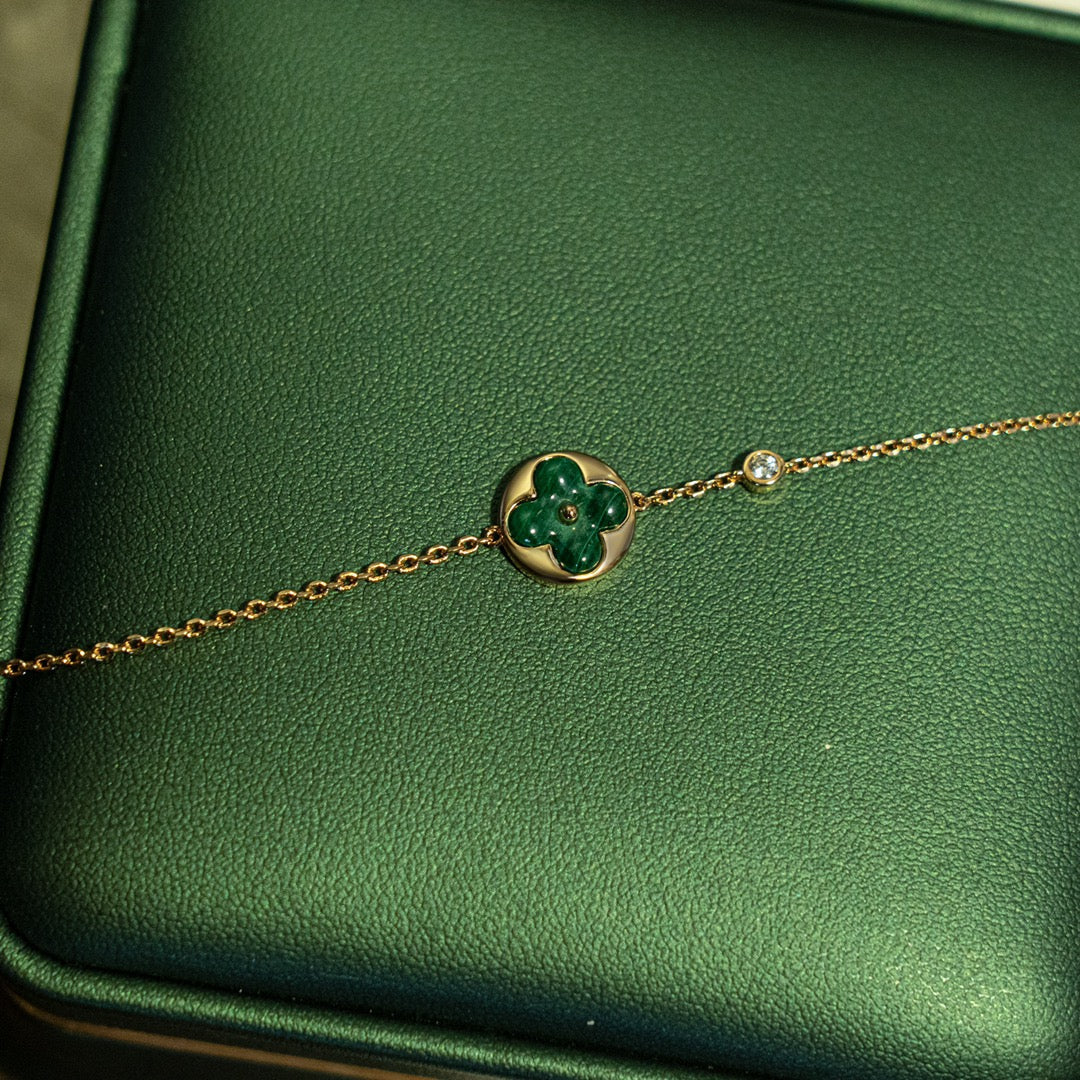 [Loran]SUN MALACHITE 1 DIAMOND ROSE GOLD BRACELET