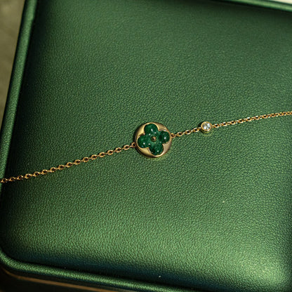 [Loran]SUN MALACHITE 1 DIAMOND ROSE GOLD BRACELET