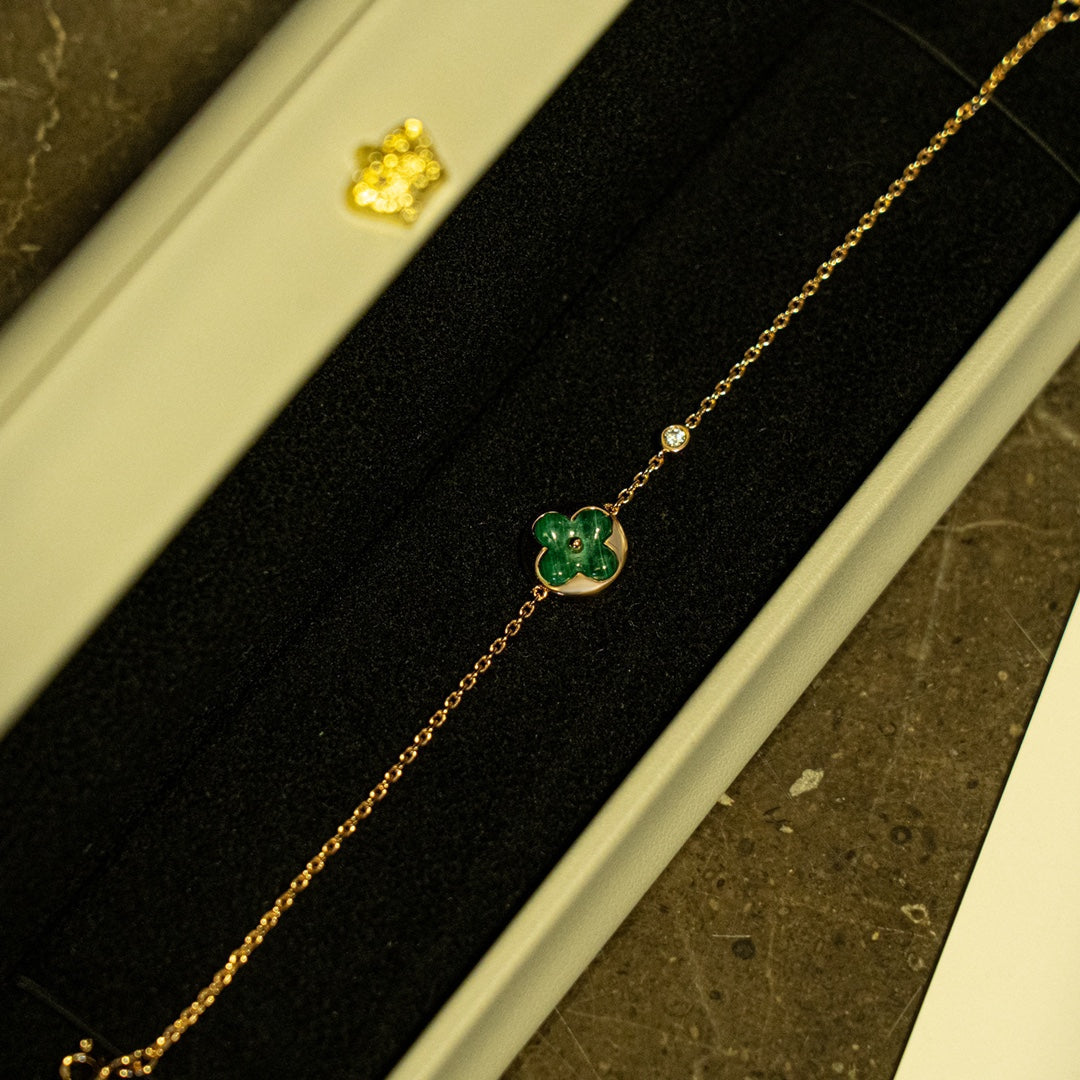 [Loran]SUN MALACHITE 1 DIAMOND ROSE GOLD BRACELET