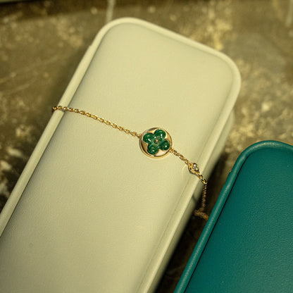 [Loran]SUN MALACHITE 1 DIAMOND ROSE GOLD BRACELET