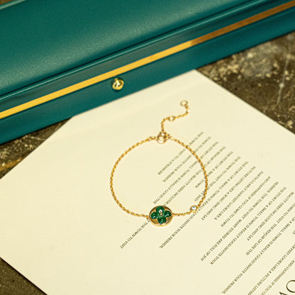 [Loran]SUN MALACHITE 1 DIAMOND ROSE GOLD BRACELET