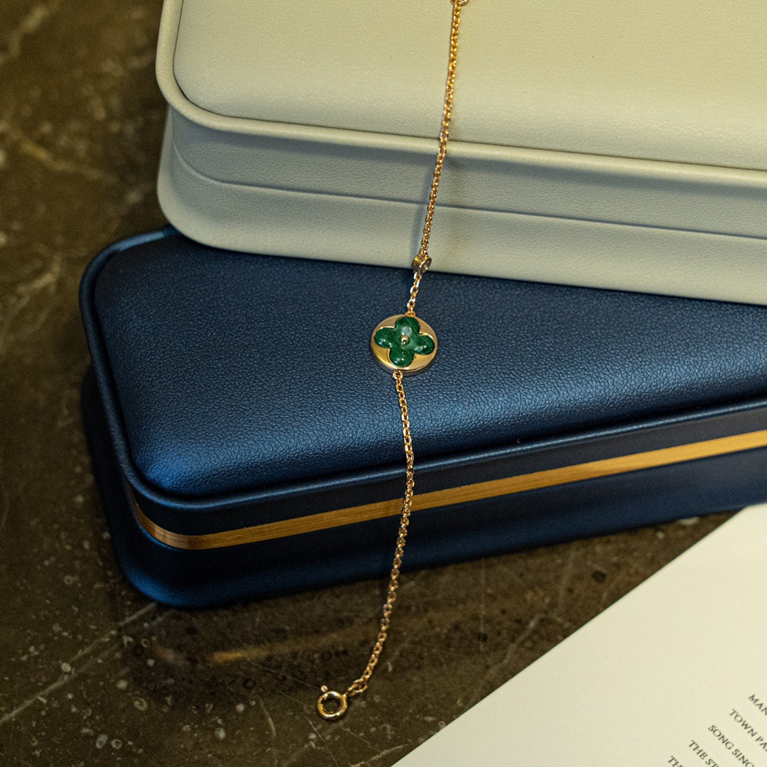 [Loran]SUN MALACHITE 1 DIAMOND ROSE GOLD BRACELET