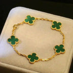 [Loran]LUCKY CLOVER 5-MOTIF BRACELET - MALACHITE COLLECTION