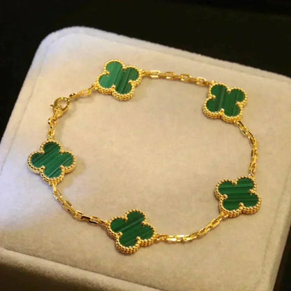 [Loran]LUCKY CLOVER 5-MOTIF BRACELET - MALACHITE COLLECTION