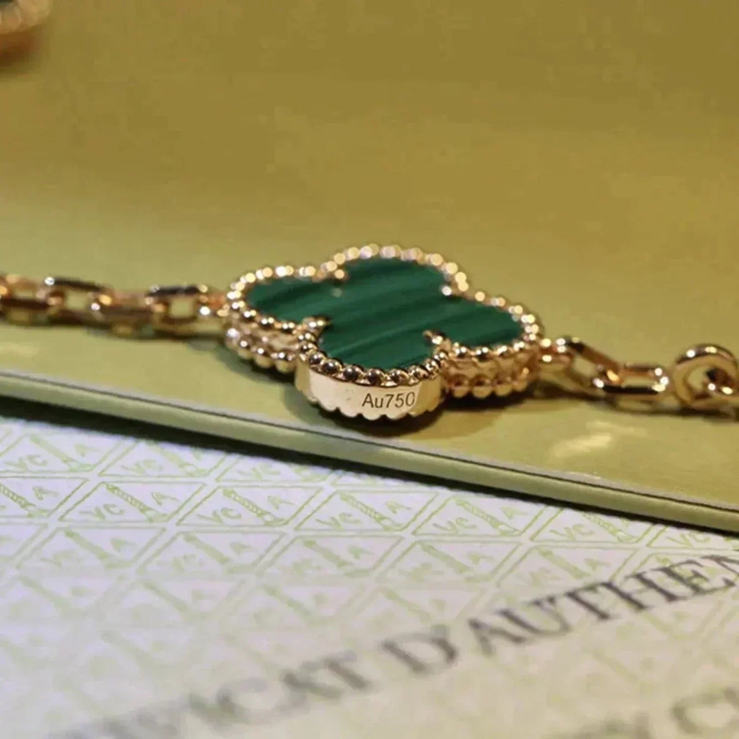 [Loran]LUCKY CLOVER 5-MOTIF BRACELET - MALACHITE COLLECTION