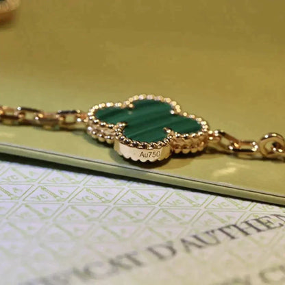 [Loran]LUCKY CLOVER 5-MOTIF BRACELET - MALACHITE COLLECTION