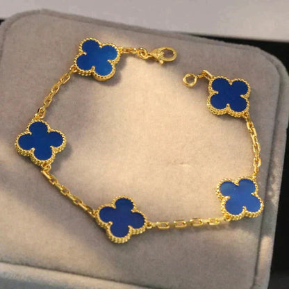[Loran]LUCKY CLOVER 5-MOTIF BRACELET - BLUE AGATE COLLECTION