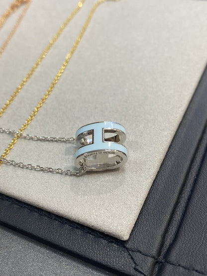 [Loran]POP H LIGHT BLUE NECKLACE