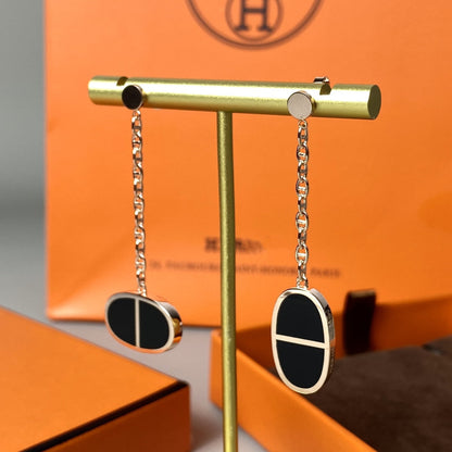 [Loran]CHAINE VERSO BLACK CERAMIC EARRINGS