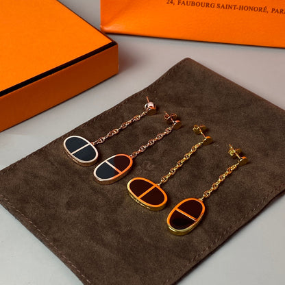 [Loran]CHAINE VERSO BLACK CERAMIC EARRINGS