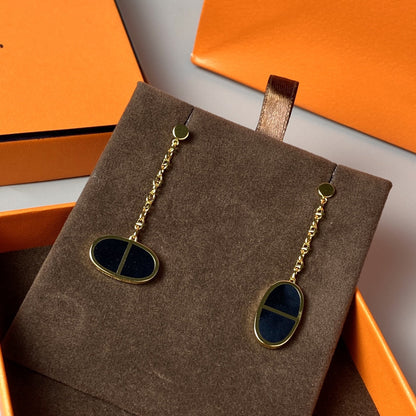 [Loran]CHAINE VERSO BLACK CERAMIC EARRINGS
